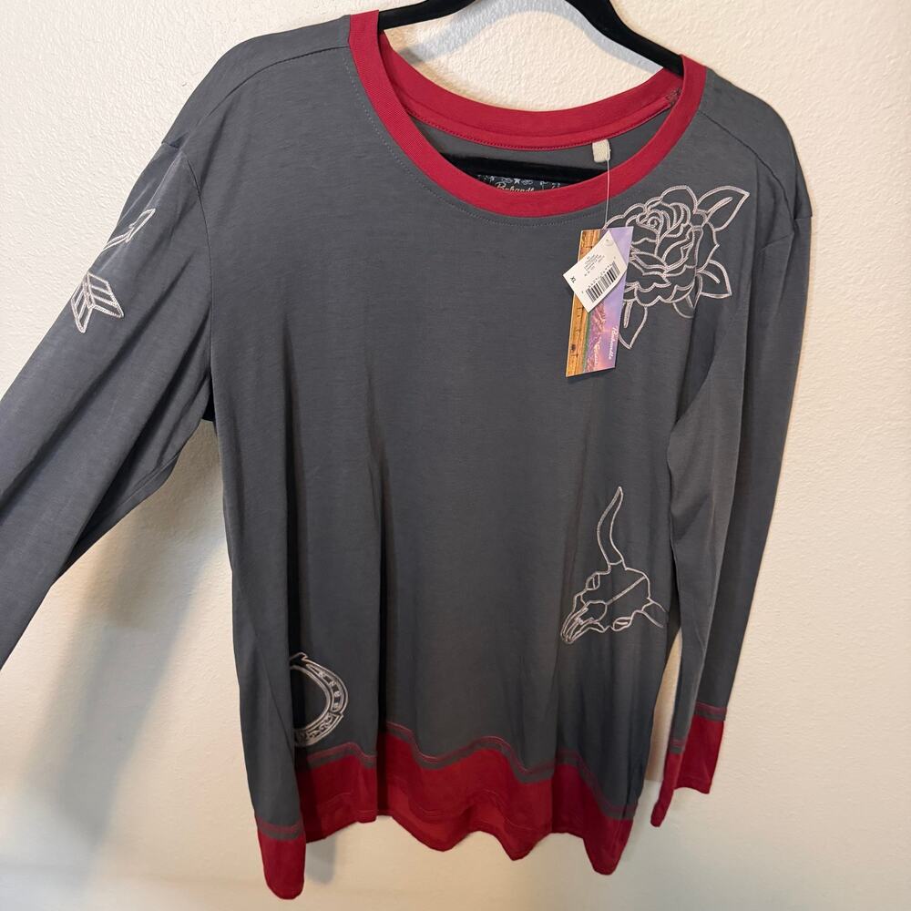 NWT Panhandle Women's Layered Long Sleeve Embroidered Top Size XL - Picture 3 of 8